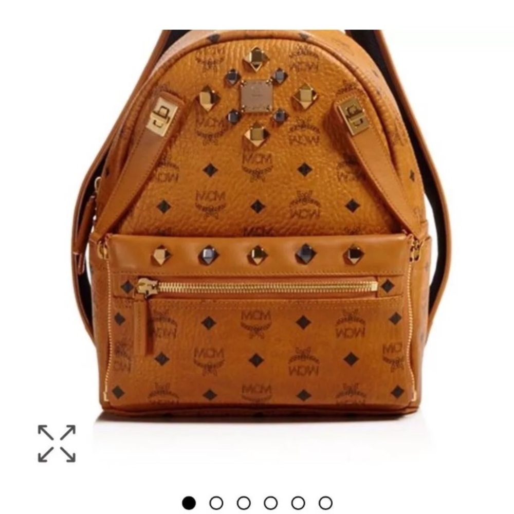 MCM Small Spark Visetos Backpack- Cognac